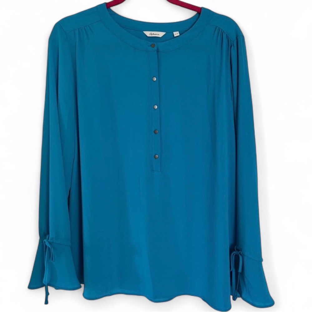 Reitmans Bright Blue Blouse with Sleeve Ties
